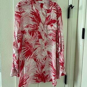 Calvin Klein Tropical Pink and White Women's Tropical Top